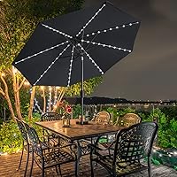 Vista 3 de EliteShade USA - Sombrilla solar de 9 pies / 2.74 metros, 10 años sin decoloración, con 80 luces LED para patio, mesa al aire libre