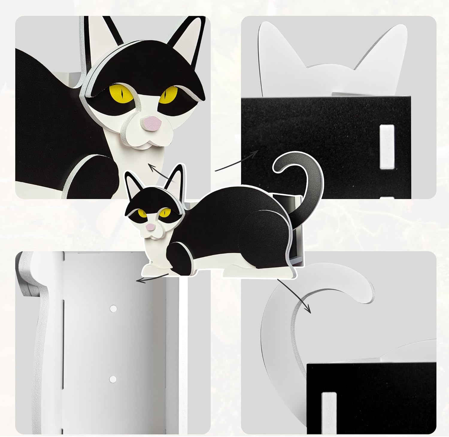 Black and White Cat Planter, Cute Animal Shape Flower Planters, Plant Pots for Indoor/Outdoor Garden Decor, Unique Gifts/Souvenirs for Pet Lovers