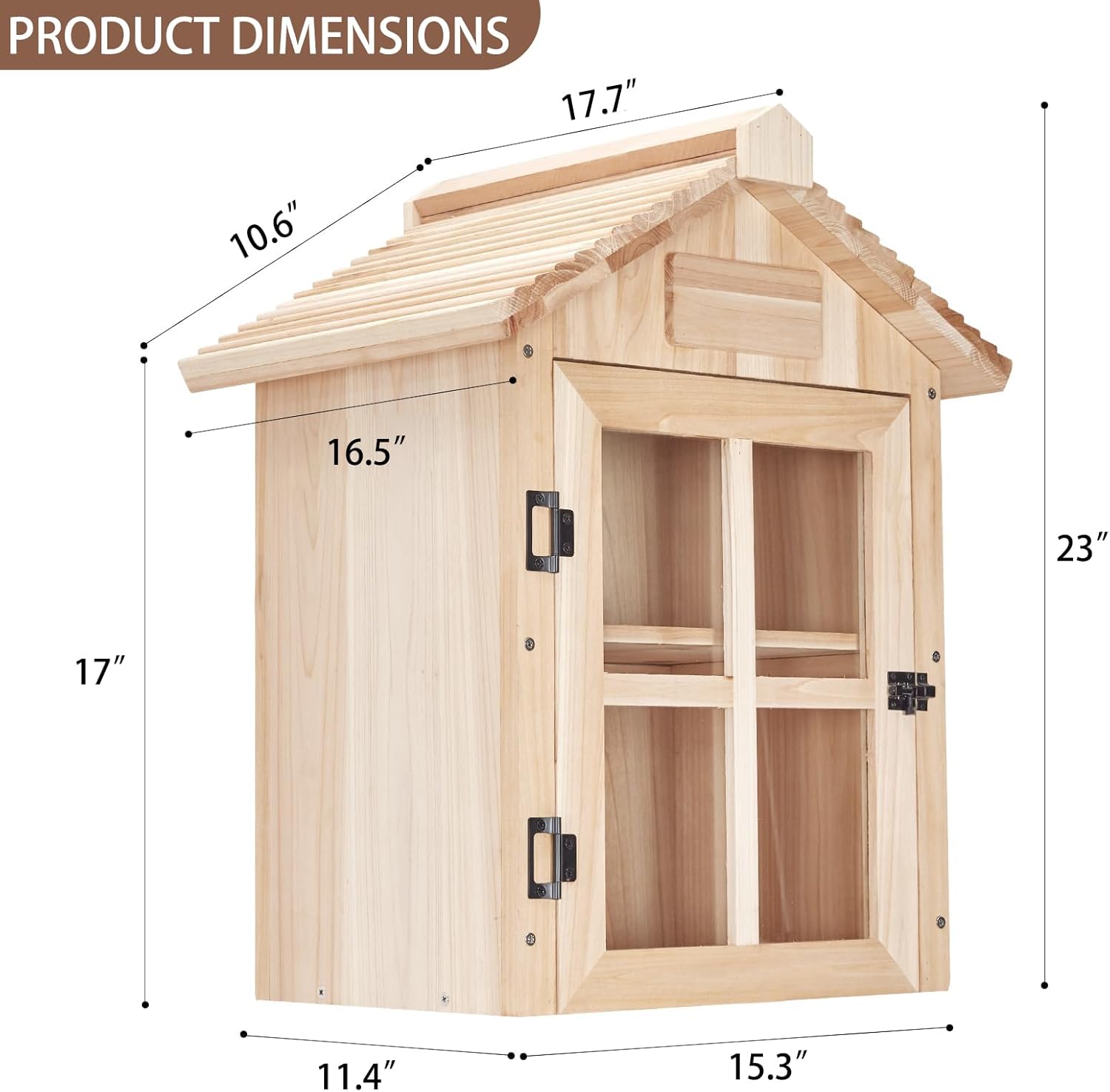 lotoo Little Library Box Outdoor Kit, 2-Tier Free Library for Book Display & Storage, Little Wood Cabinet with Trapezoidal Roof for Neighborhoods, Community, Schools to Share Books, Newspapers, Arts