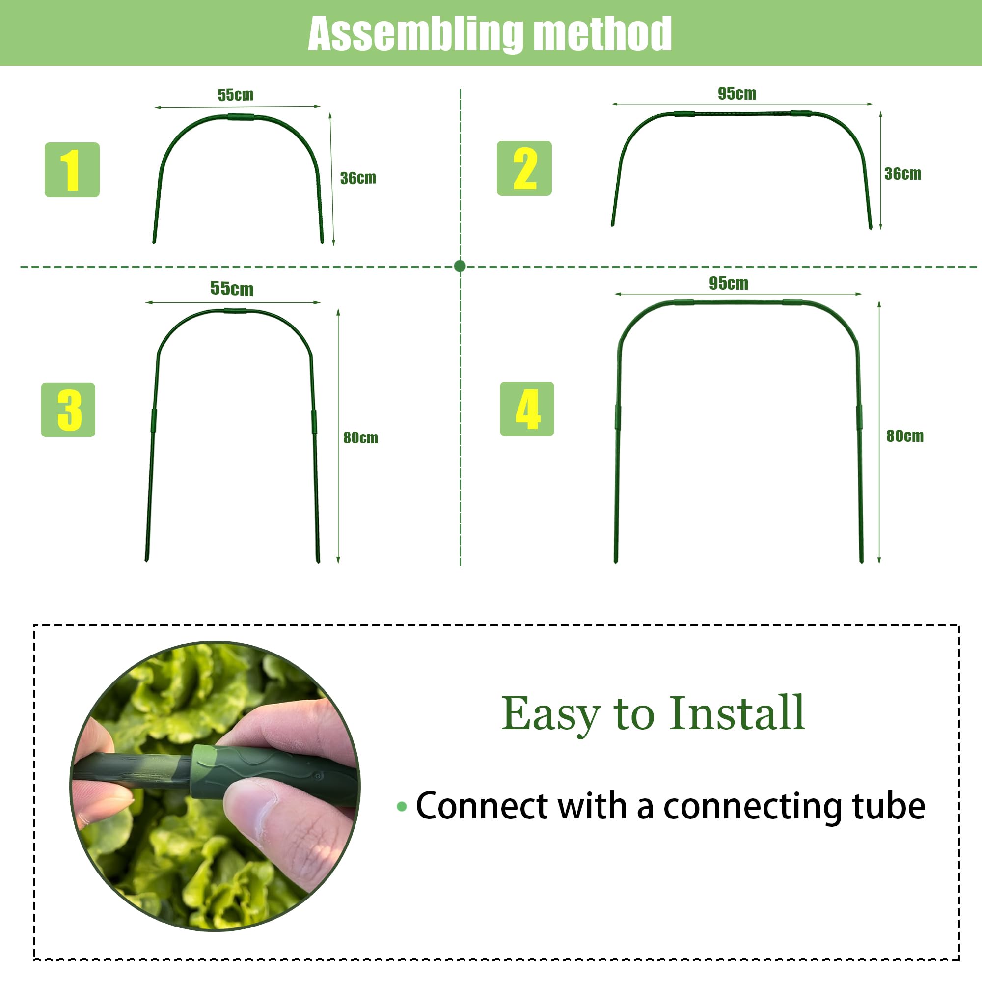 Kit de filet de jardin, lot de 8 cerceaux de jardin et maille ultra fine de 3 x 10 m pour plates-bandes surélevées, filet de protection pour légumes, fruits, cultures, filet de protection