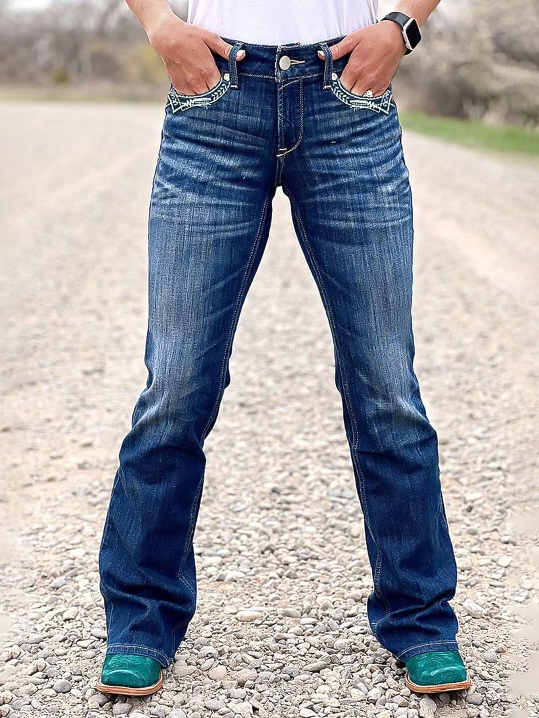 Flamingals Butt Lifting Bootcut Jeans Stretchy Casual Fall Winter Trendy Flare Leg Jeans for Women