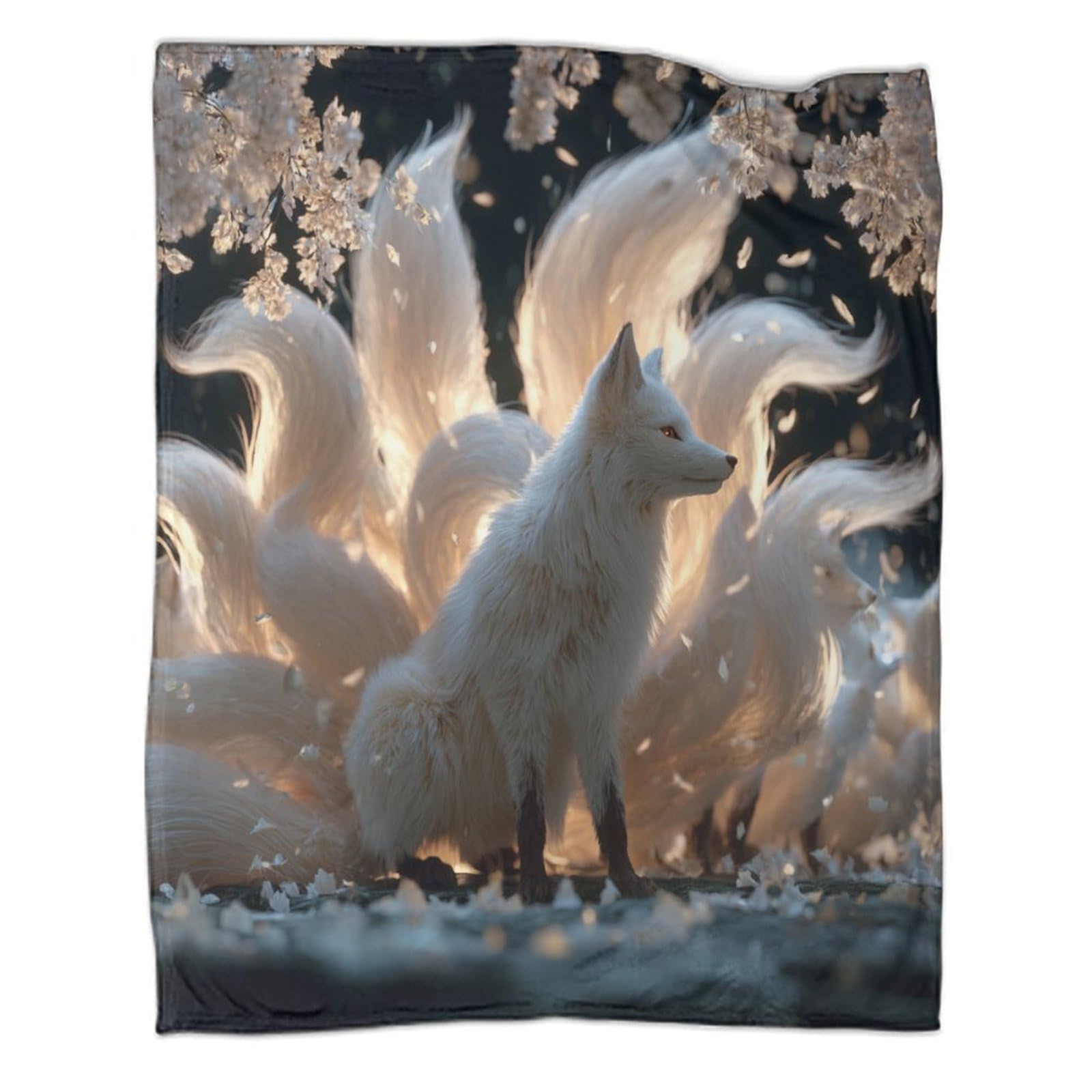 Fox with Nine Gorgeous Tails Manta Estampada 3D Colcha De Diseño Ropa De Cama De Microfibra Suave Y Cálida Sofá Ropa De Cama 80x90inch(200x230cm)
