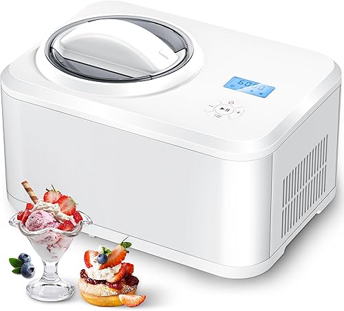 COWSAR Máquina de helado totalmente automática con compresor integrado, máquina de yogur de frutas no necesita precongelación, cuenco de helado
