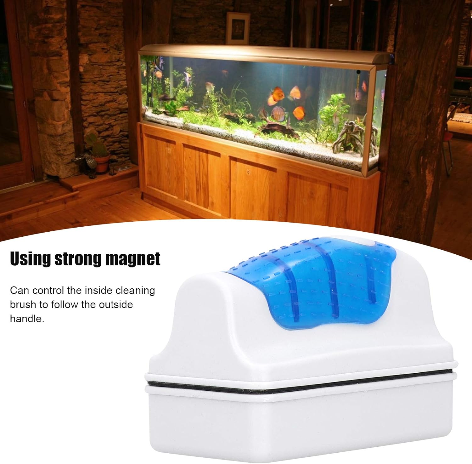 Aquarium Strong Magnetic Cleaner Brush, Glass Algaes Scraper Removal Cleaning Brush Floating Cleaner Scrubber Tool Fish Tank Algaes Cleaning Tool with Non Slip Griped Handle