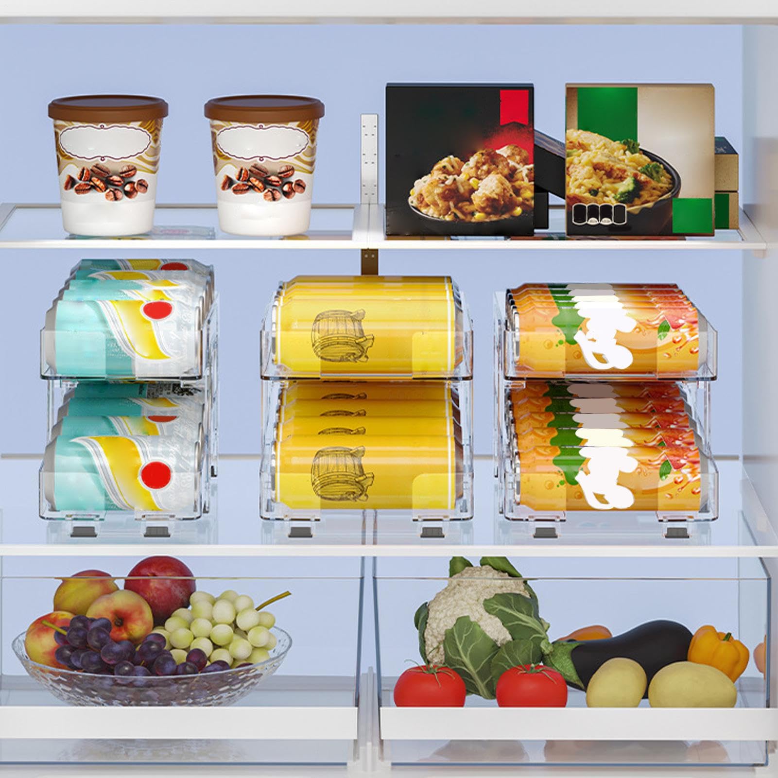 Organizador De Latas Soporte Doble Para Latas | Estante Para Bebidas Con Cesta De Ancho Ajustable, 2 Niveles, Dispenser Retráctil Con Ruedas Para Cocina, ,