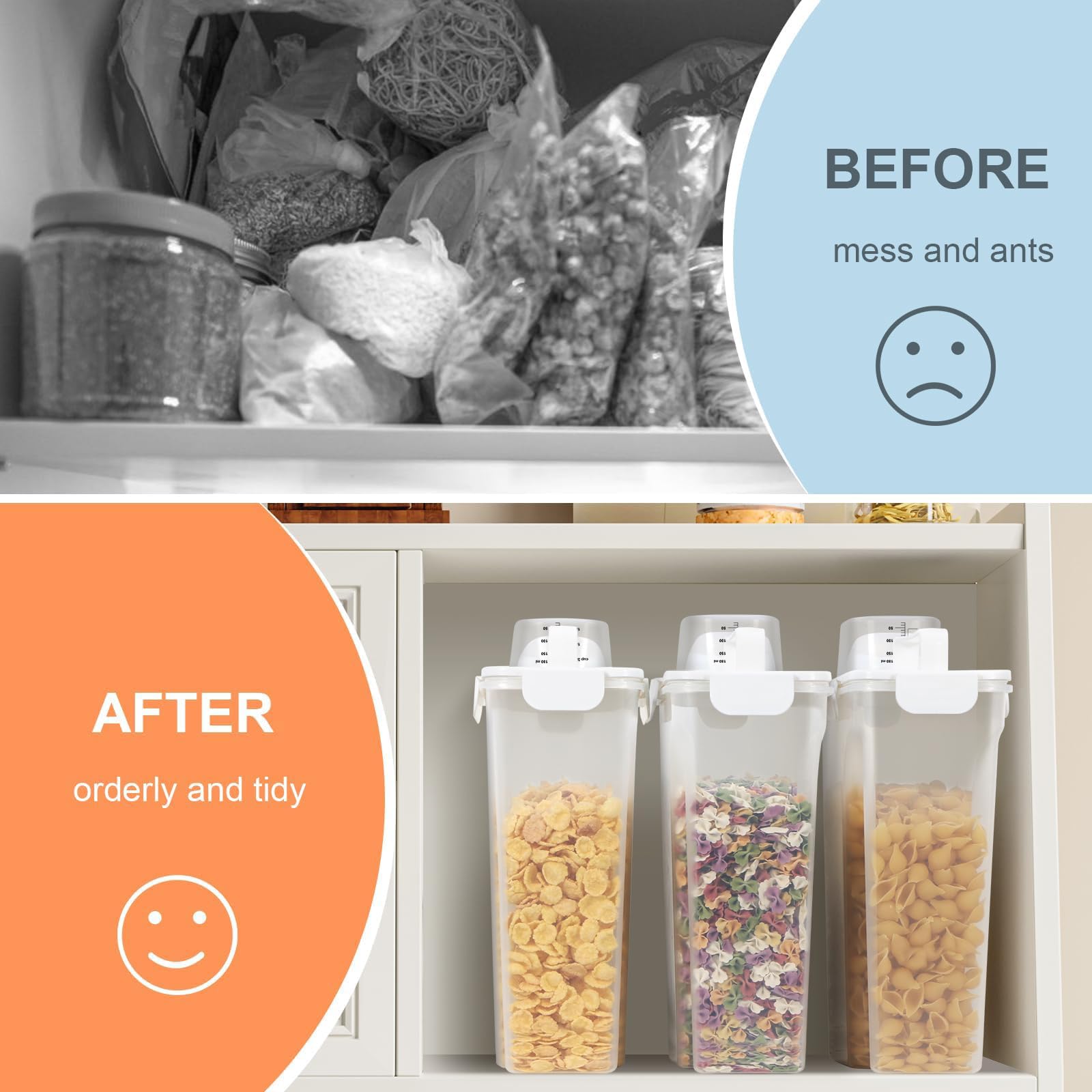 Contenedor grande de almacenamiento de cereales, dispensador de arroz, contenedor de comida para mascotas, perros, gatos, con boquilla grande y taza, recipiente hermético sin BPA para almacenar