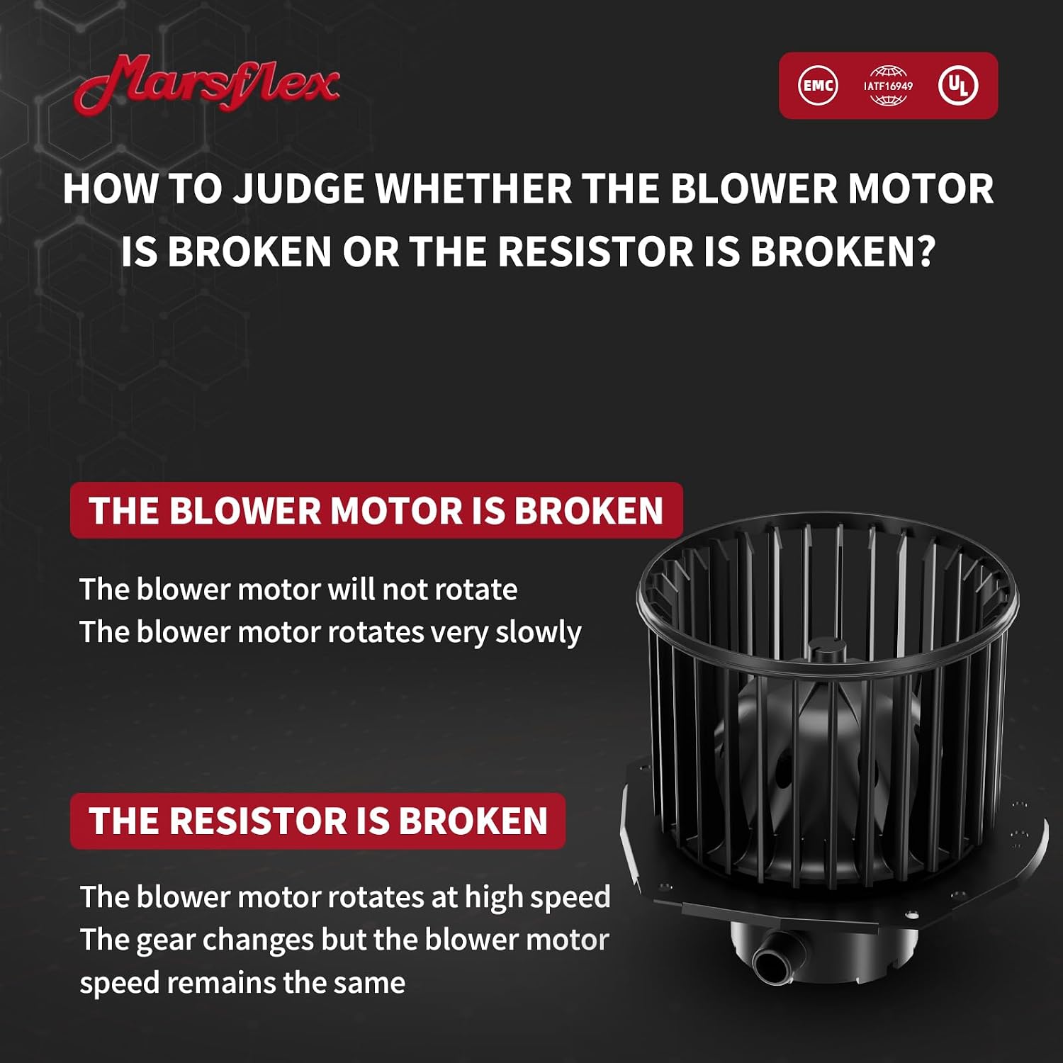 Marsflex Front Blower Motor 700092 for 1994-2005 Chevy Chevrolet GMC Astro Blazer S10 Jimmy Safari Sonoma 1999 2000 2001 2002 Oldsmobile Bravada Automotive Replacement Blower Motor Fan OE: 1581128