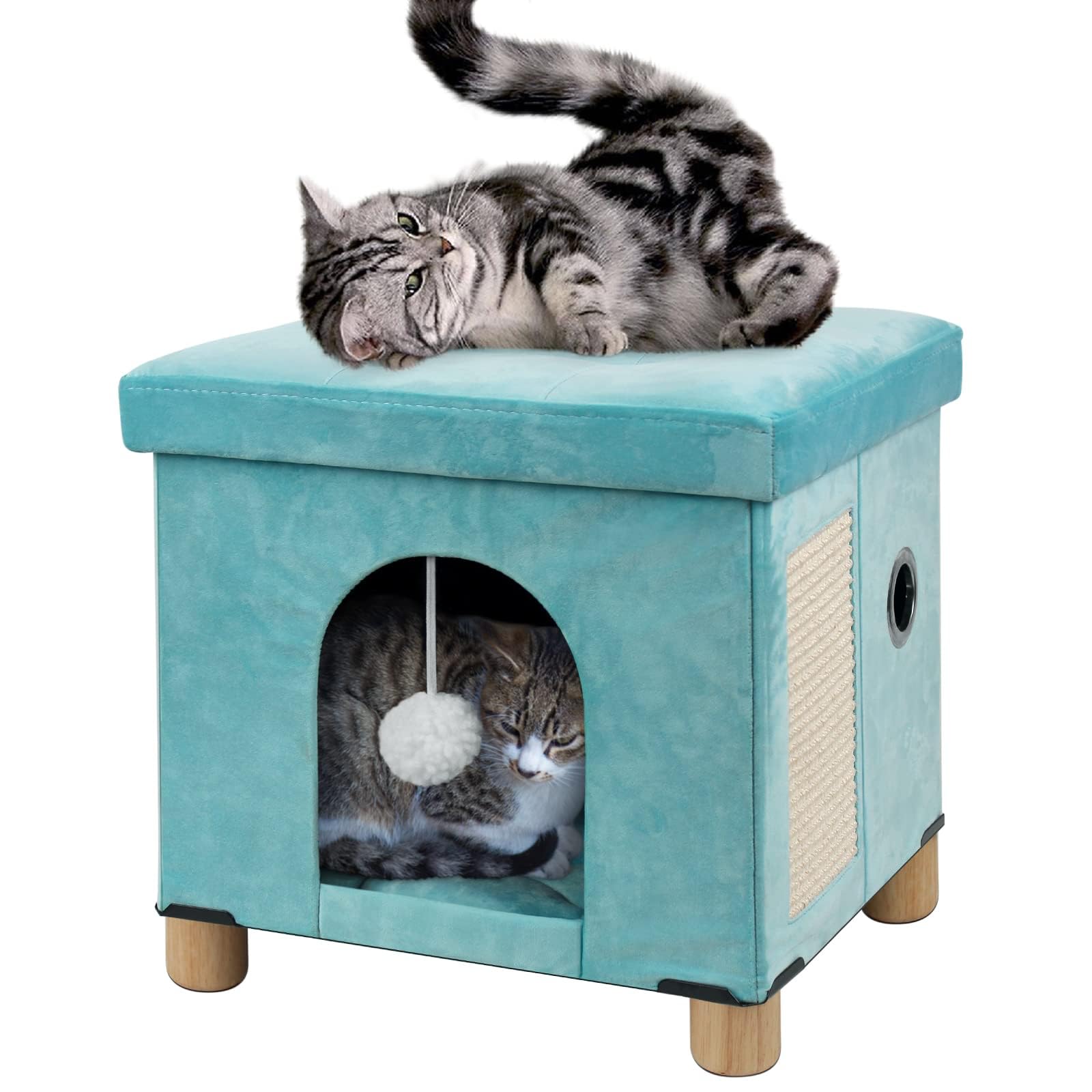 Lit pliable pour chat d'intérieur grand cube griffoir vert 35cm