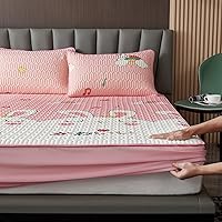 Vista 9 de Sábana bajera ajustable tamaño King, sábanas de látex fresco de verano, cubrecolchón con estampado de dibujos animados para habitación de los niños