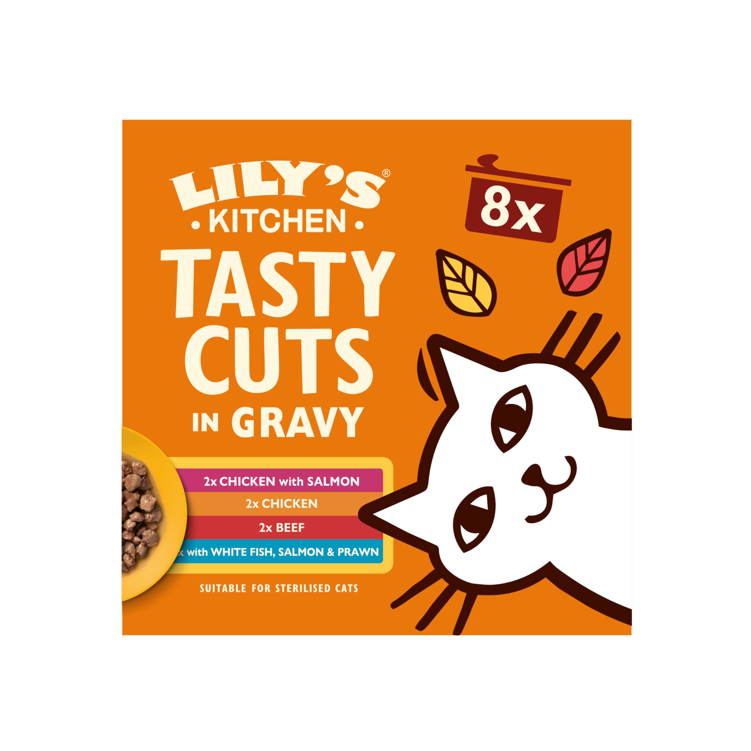 Natural Adult Wet Cat Food in Gravy - Tasty Cuts Mixed Multipack - Complete Grain-Free Recipes (48 Tins x 85g)