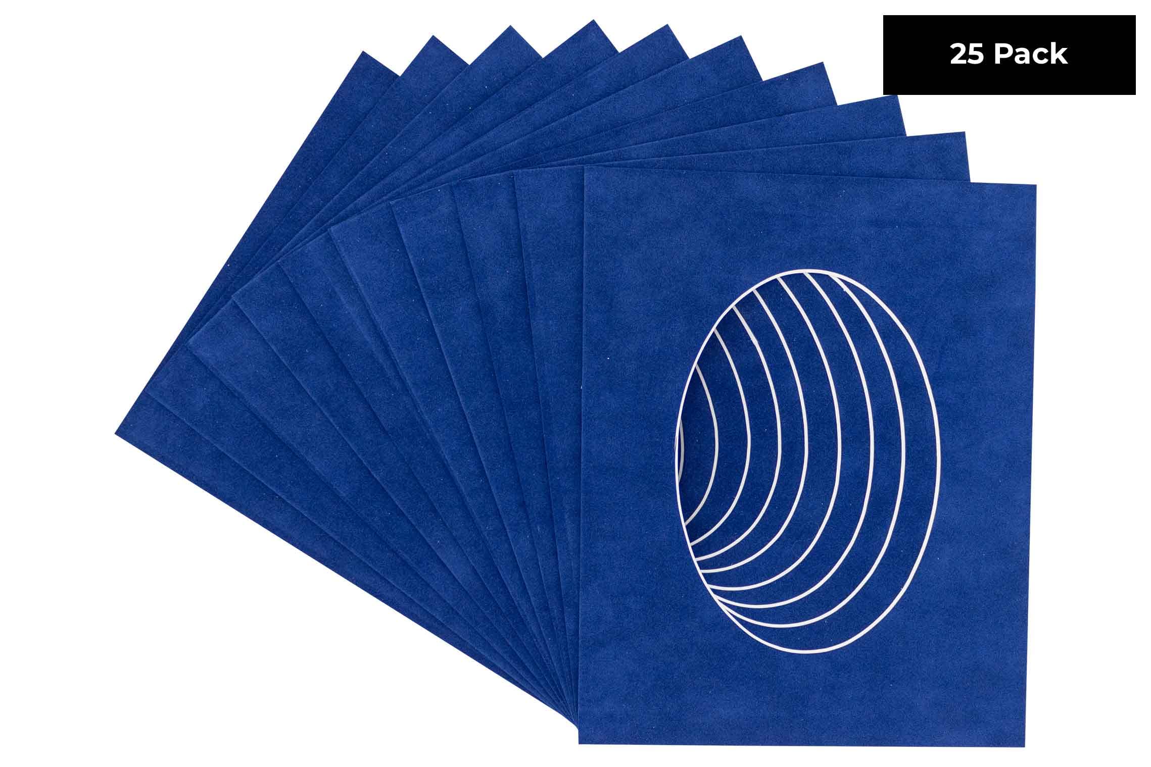 CountryArtHouse Brooke Blue Suede Acid Free 10x13 Oval Picture Frame Mat with White Core Bevel Cut for 8x10 Pictures - Fits 10x13 Frame - Pack of 25 Matboards