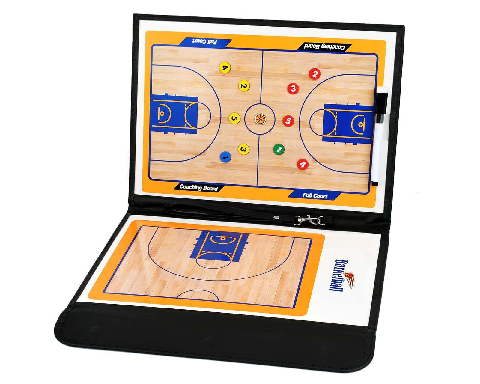 Foldable Basketball Coaching Board, Magnetic Tactics Clipboard with Dry Erase Marker and Magnetic Markers, Portable Lightweight Strategy Board for Coaches Training and Matches, Great Gift for Coach-image-0