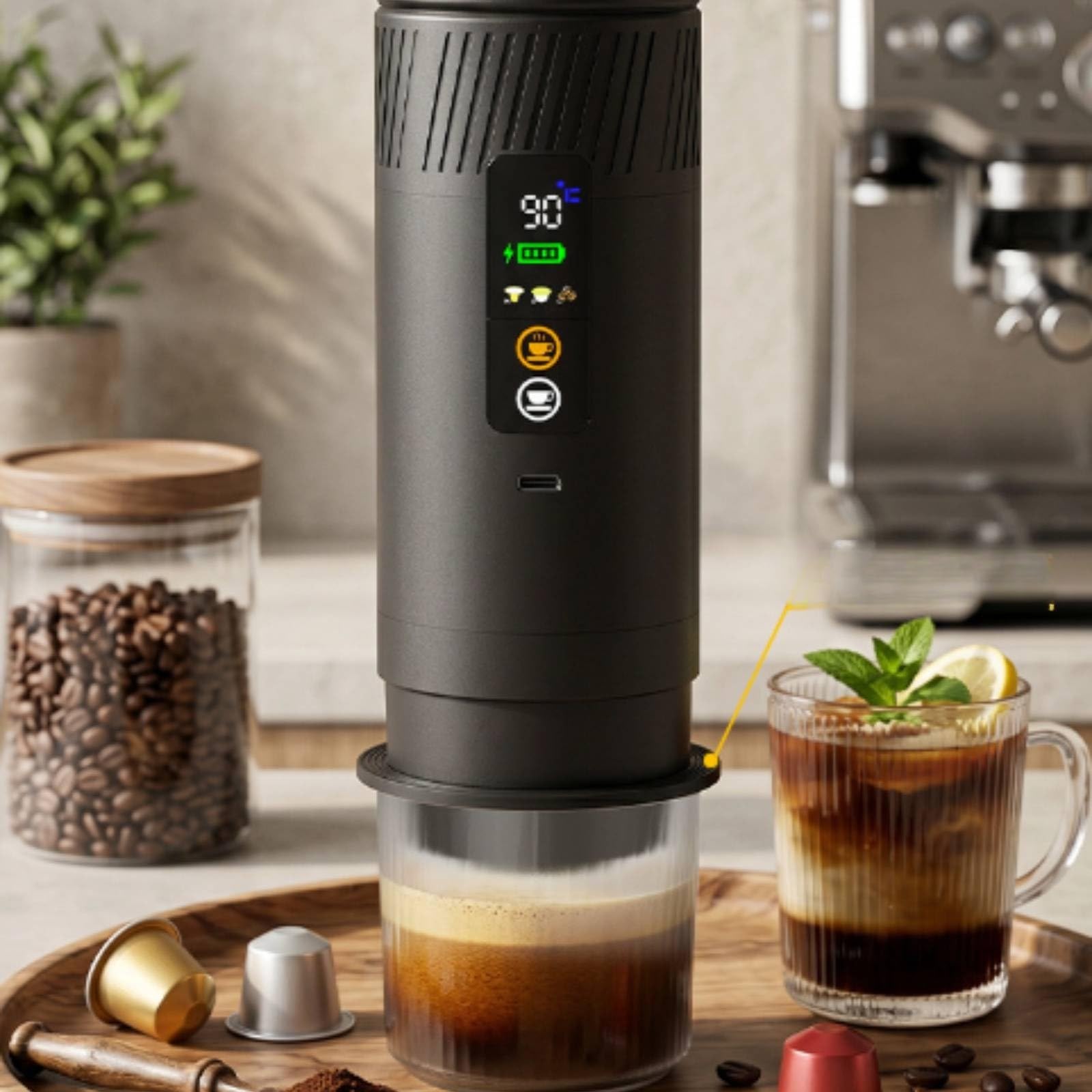 predolo Macchina da Semiautomatica con Pompa Funzionamento Semiautomatico Semplice Macchina da Caffè Portatile per Spazi Piccoli, Ufficio, Grigio Argento
