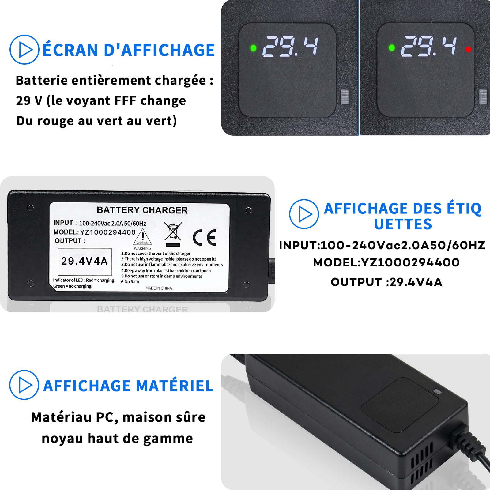 KFD 29,4 V 2 A acculader skateboard netadapter voeding voor 25,2 V 25,9 V 24 V Li ION accu scooter opladen voor lithiumbatterij serie 7 met DC stekker 5,5 x 2,5 mm