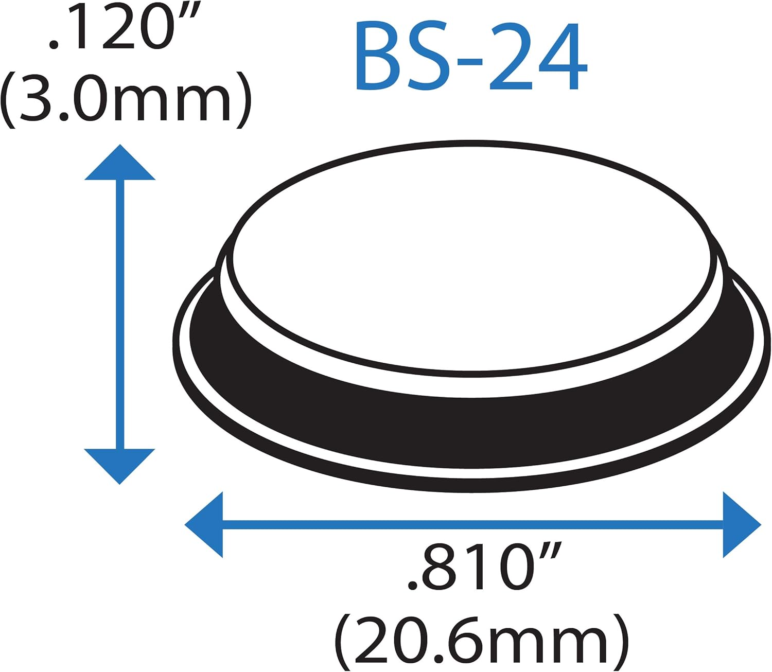 Bumper Specialties Self Adhesive Bumper Feet 0.810" x 0.120" (20.6mm x 3.0mm) Clear Cylindrical Polyurethane Pads for Industrial Surface Protection, 2,520 Pieces per Box, BS24