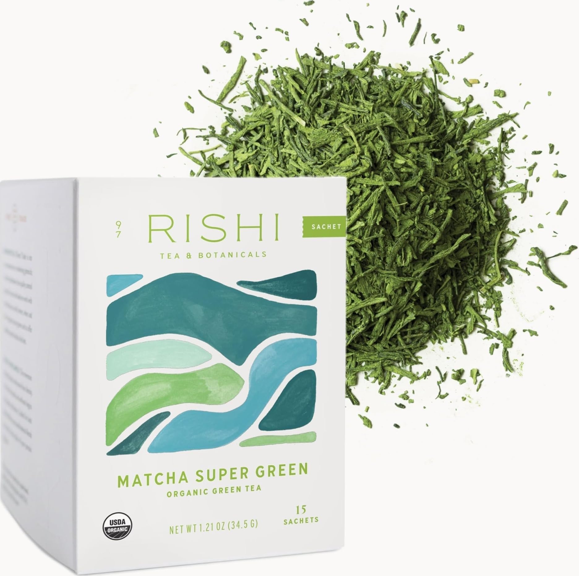 Matcha Super Green Organic Sachet Tea Bags, Caffeinated, 15ct