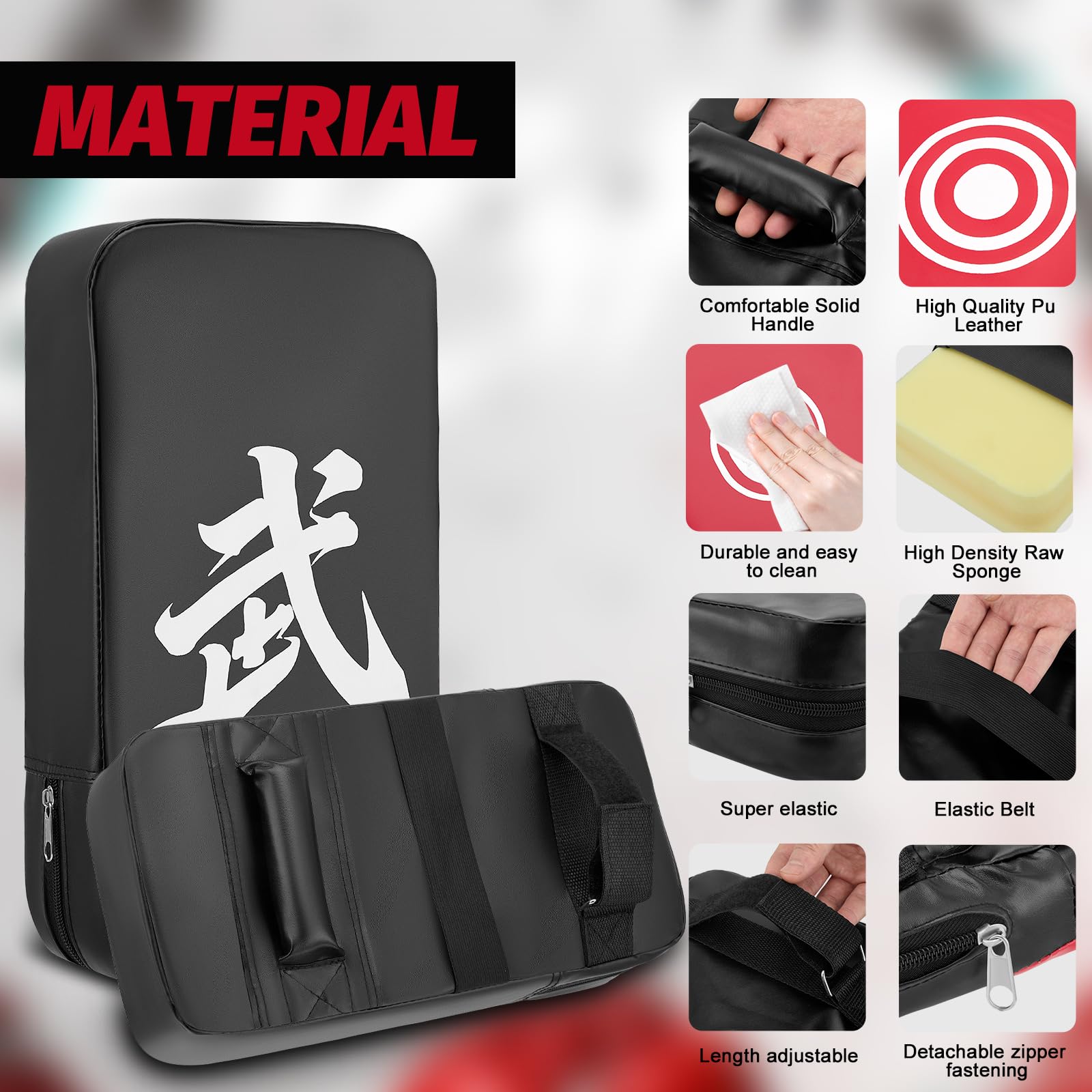 3 in 1 Handpratzen Set für Boxen & Kickboxen, 2x Box Pratzen aus PU Leder + 1x Kick Pad, Schlagpolster für Erwachsene, Jugendliche & Kinder, Sicheres Kampfsport Zubehör für Taekwondo, Muay Thai