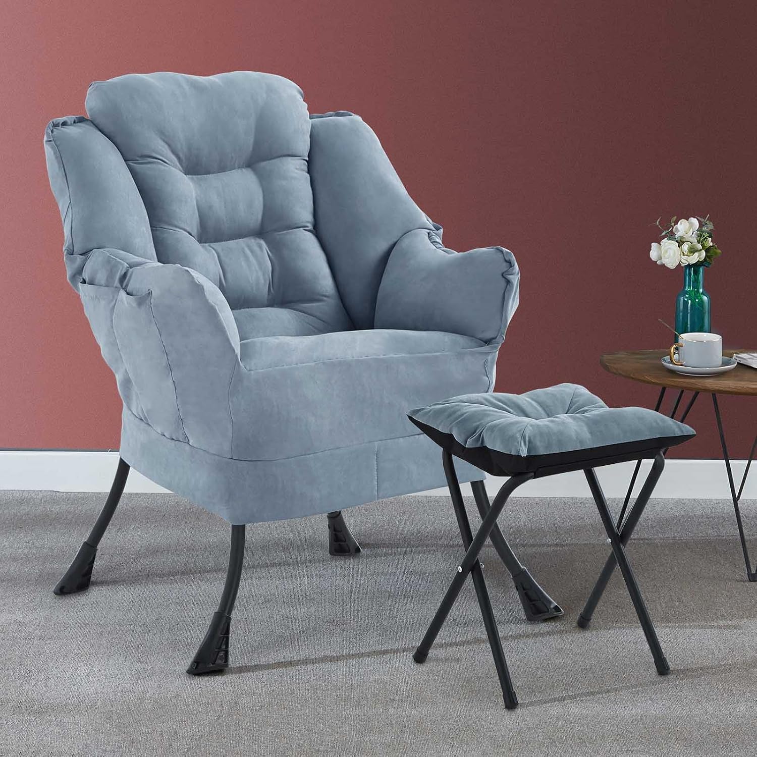 Comfy Suede Lazy Chair Armchair Accent Reading Chairs Cozy