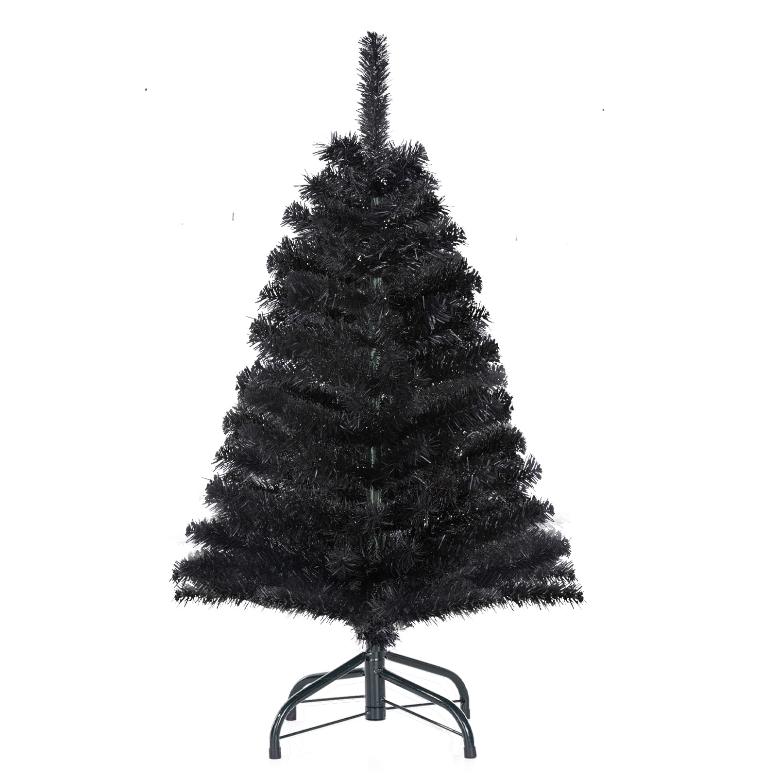 3FT Artificial Christmas Tree Black Tabletop Christmas Tree with Metal Stand Mini Xmas Pine Tree for Party Supplies Indoor Outdoor Holiday Home Decoration(Black)