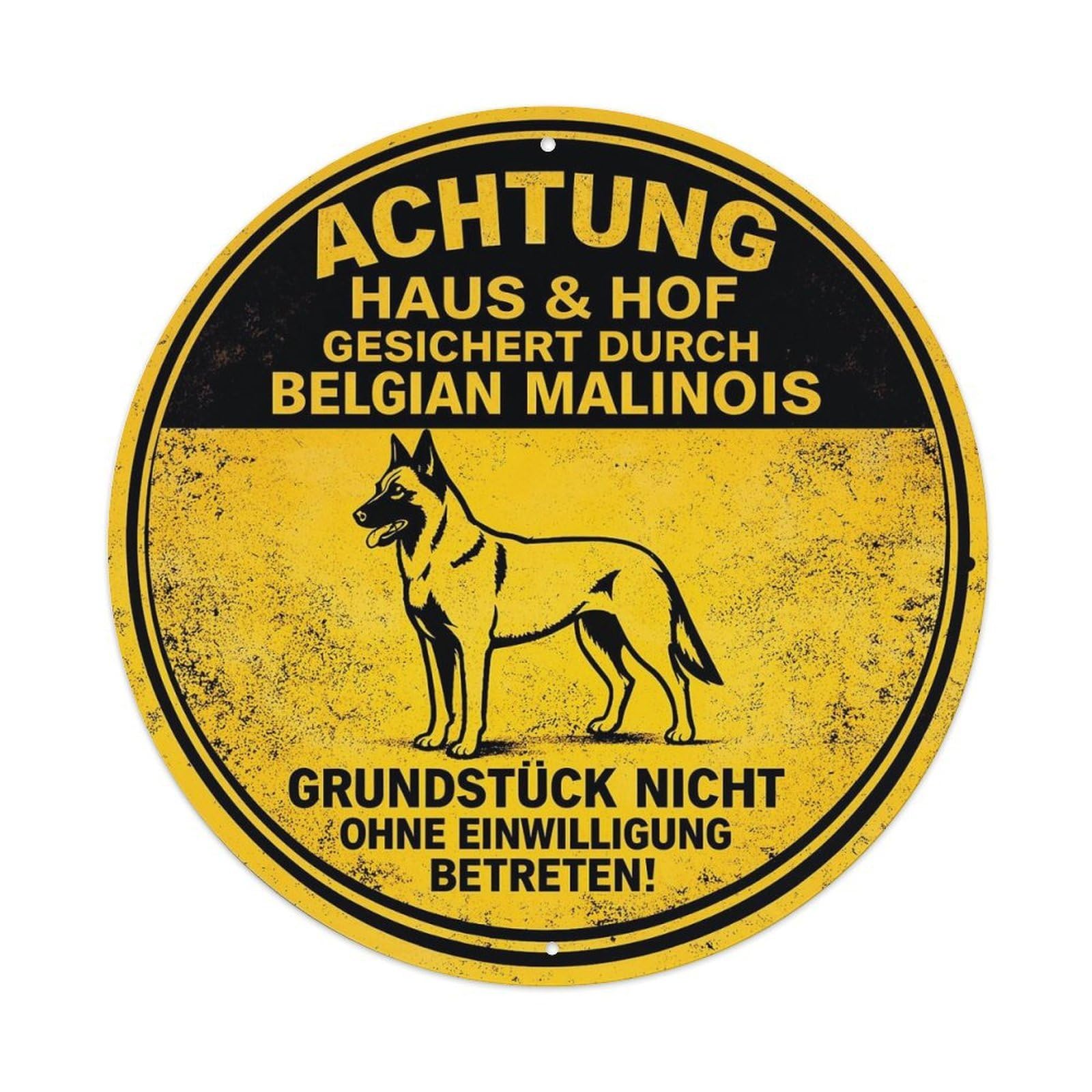 Attention House Yard Belgian Malinois Metal Tin Sign Plaque