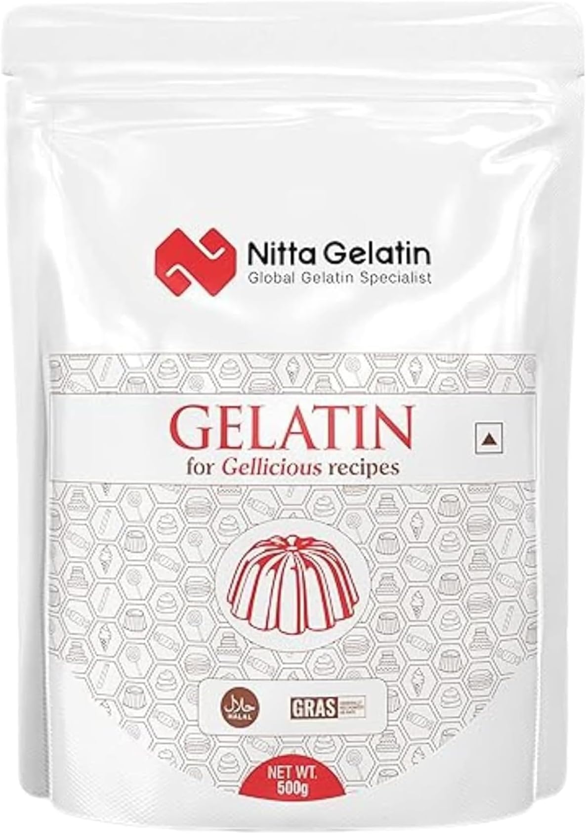 NITTA GELATIN Premium Gold 200 Bloom Gelatin of International Standard (Unflavoured) Best for Cake, Pudding, Jelly, Entremets & Desserts (500 gm)
