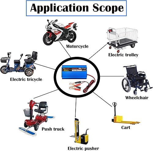 Miniatura 6 de Cargador de batería de 24V, cargador de batería inteligente automático, mantenedor, cargador de goteo de 5A e interruptor de ES con clips de