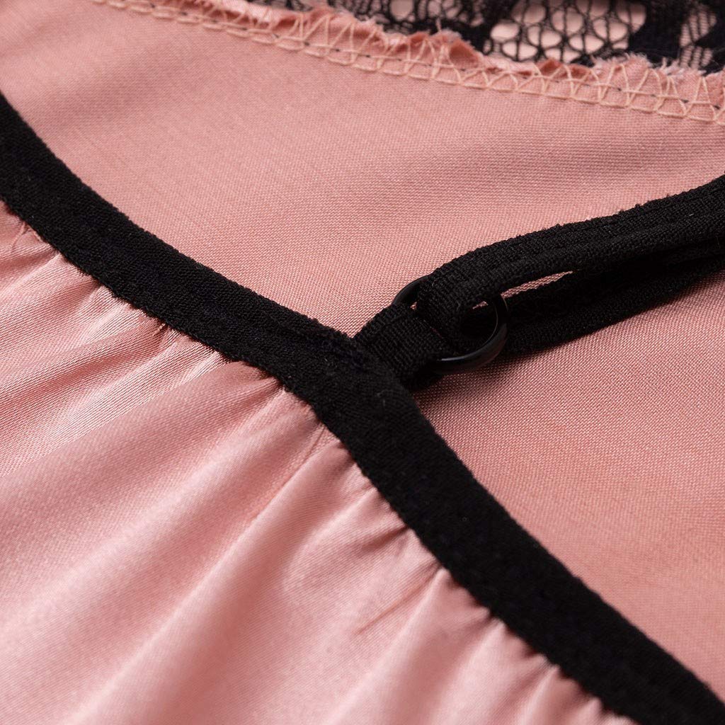 Fiocco Indumenti da Notte Canotta Pizzo Donna Lingerie Pigiama Pantaloni 3 Pezzi Raso Abbigliamento Casual per Donna Lingerie Sexy (Rosa S)