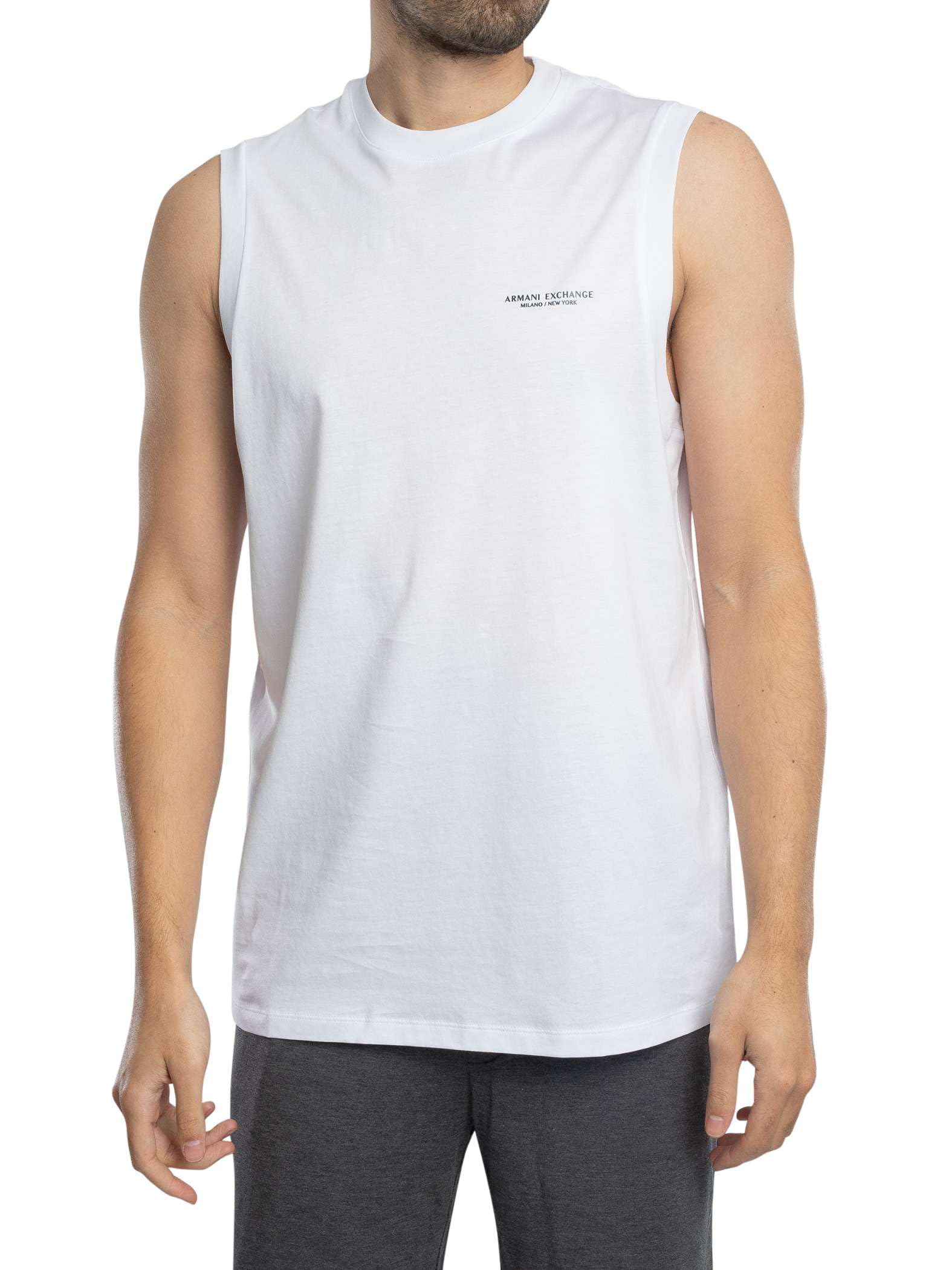 Armani Exchange Men's Relaxed Chest Logo Vest, White, XL