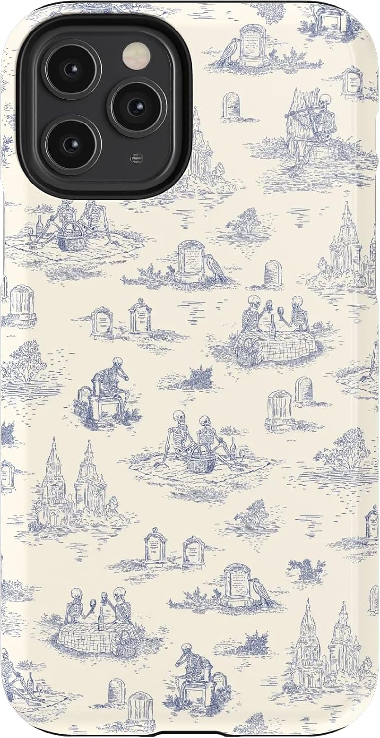 Casely iPhone 11 Pro Case | Graveyard Gathering | Skeleton Picnic | Essential Slim Dual-Layer Protective Design