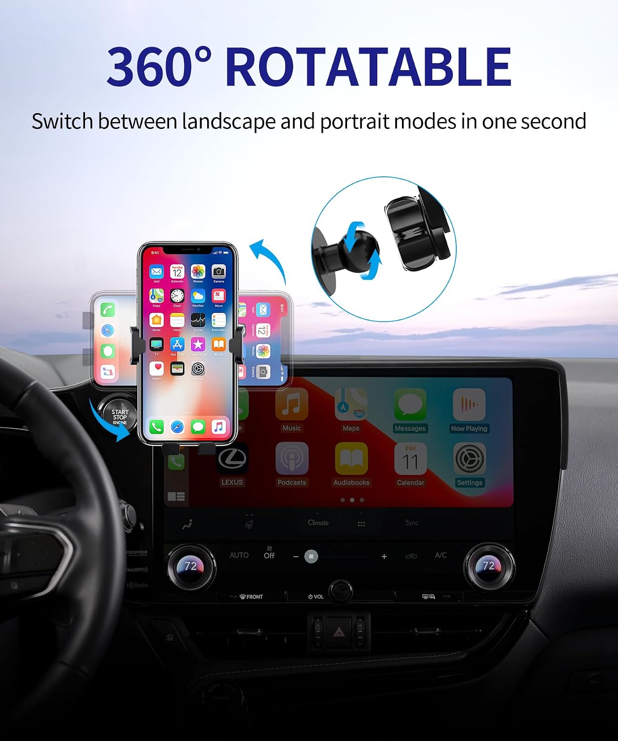 Car Phone Holder for Lexus NX/NX Hybrid 2022-2026, 14" Screen Fixed Clip, Auto Accessories Navigation Bracket, Interior Decoration Mobile Phone Mount, 360° Rotation