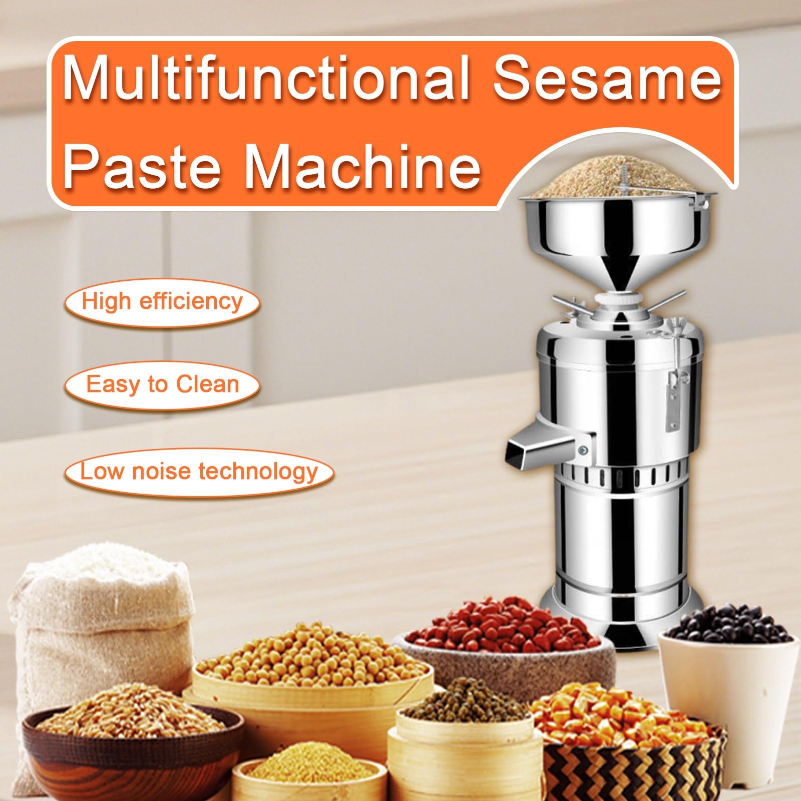 Multifunktionale Nussmühle 15 Kg/H – Leise Arbeitende Maschine Für Tahini Und Nusscreme, Leicht Zu Reinigen, Kupfermotor 1100 W, Stabiler Aufbau