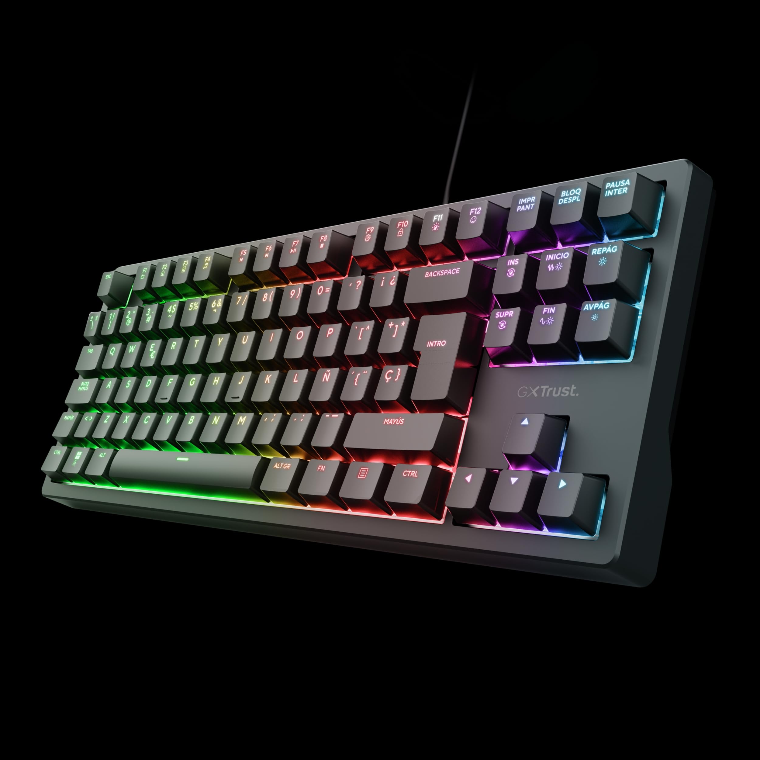 GXTrust 864 Klawiatura mechaniczna Cada TKL włoski układ QWERTY z oświetleniem RGB, przełączniki Huano Brown, oprogramowanie w zestawie, kompaktowa programowalna klawiatura do gier USB 80% PC Laptop