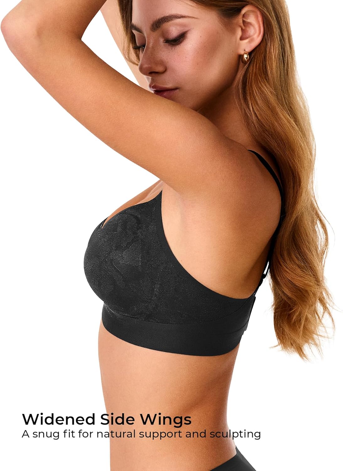 Women's Wireless No Show Lace Bras, Sexy Seamless Comfortable Bralettes No Underwire Scalloped Tshirt Bra - Image 4