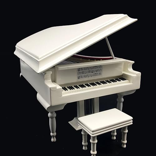 Miniatura 6 de Mylifestyle - Caja de música de piano blanco con banco y estuche negro, cajas musicales de regalo para Navidadcumpleañosdía de San Valentín, melodía