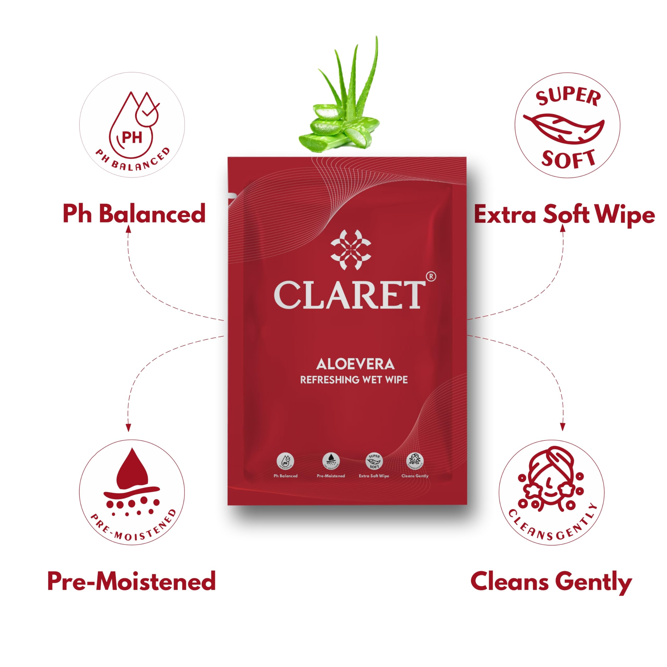 Claret Refreshing and Cleansing Wet Wipes (Pack Of 50) for Women Men Daily Use | Wet Tissue For Face Cleaning | Face Wipes For Travelling | PH Balanced - Image 4 thumbnail
