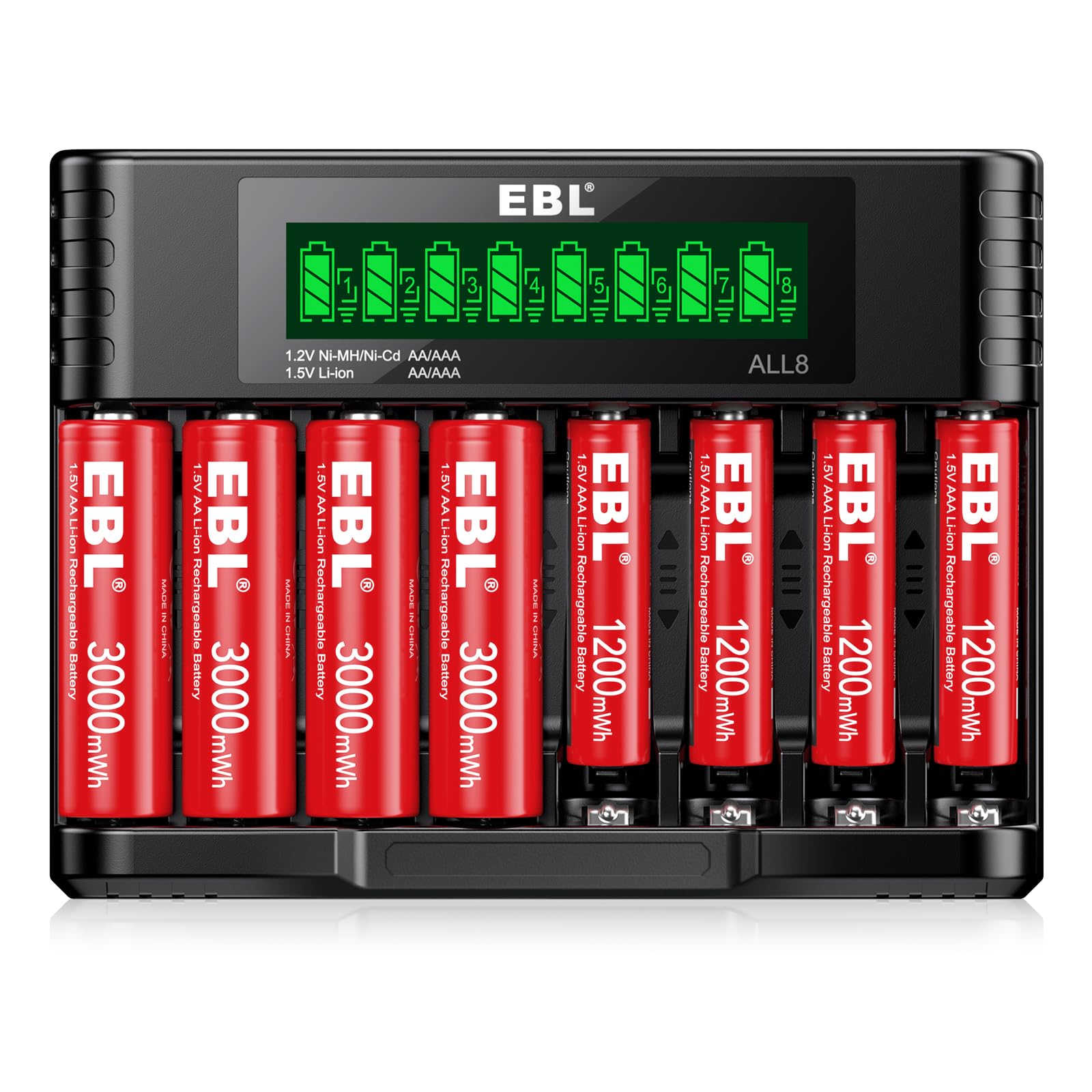 EBL 12x 1.5V AA Rechargeable Lithium Batteries 3000mWh Li-ion Double A - View #11