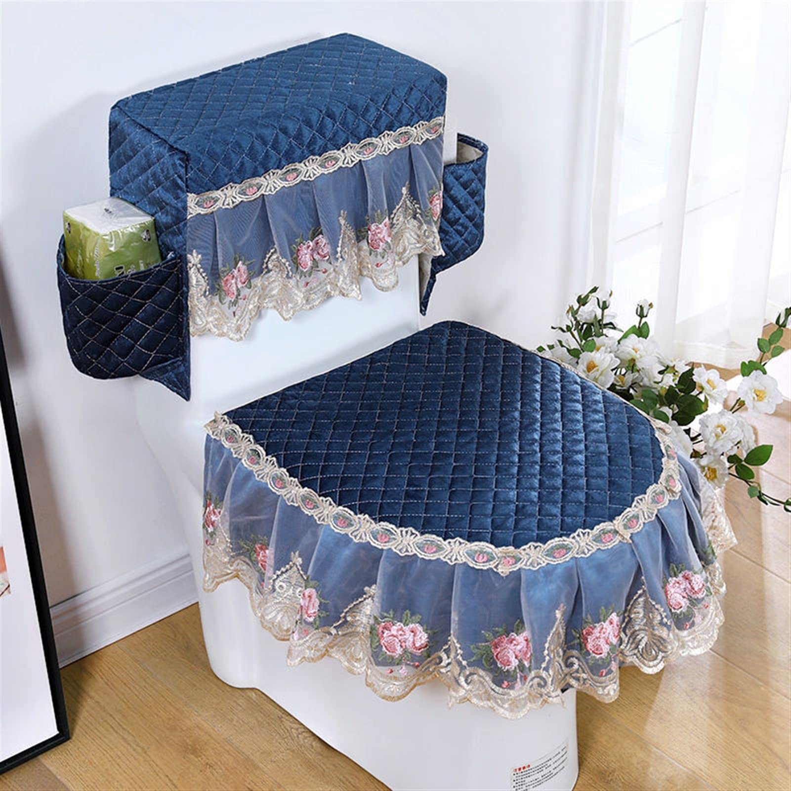 Housse de siège de toilette 3 pièces pour abattant froid et décoration WC