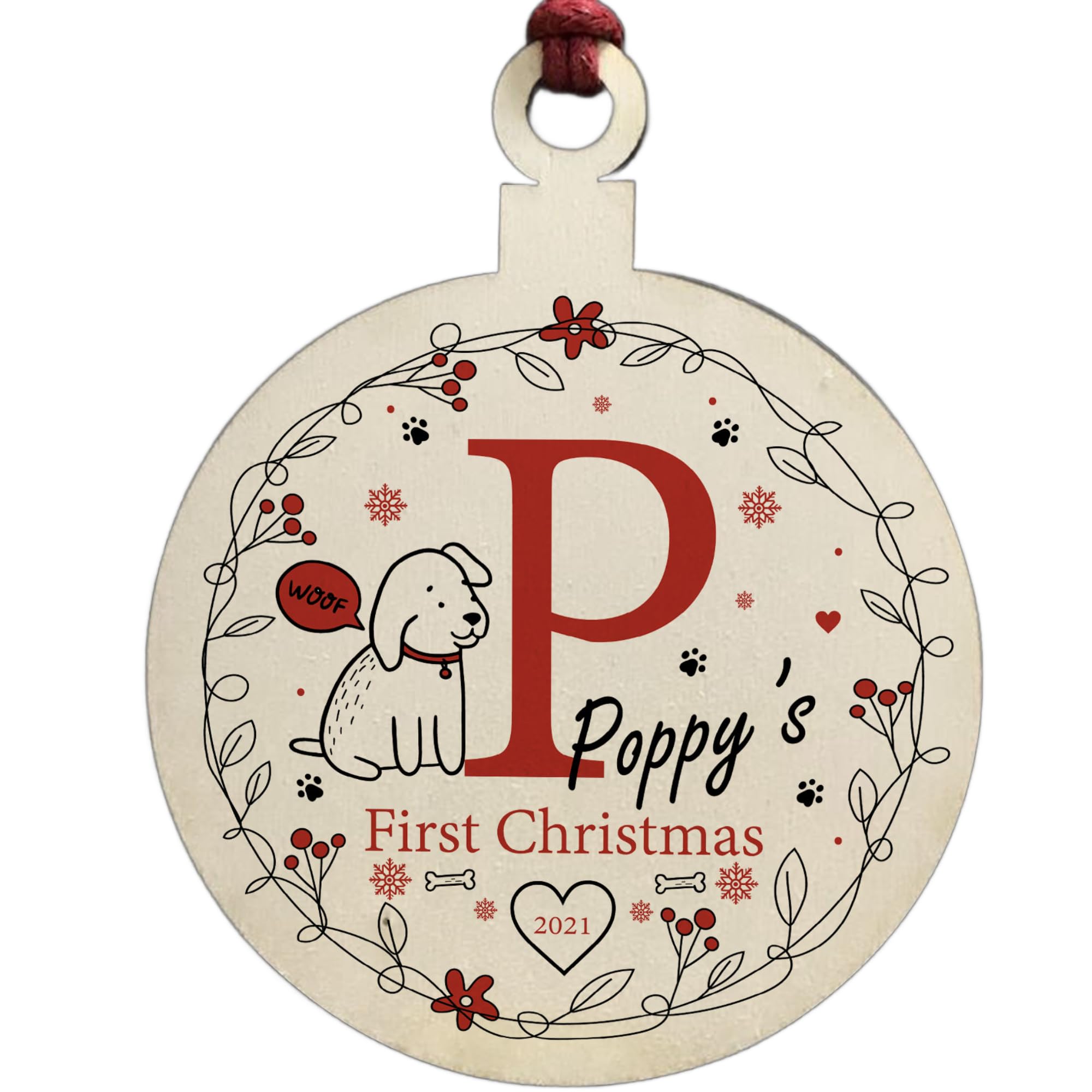 Dogs 1st Christmas Decoration Personalised Quirky Bauble Pet Gift Keepsake