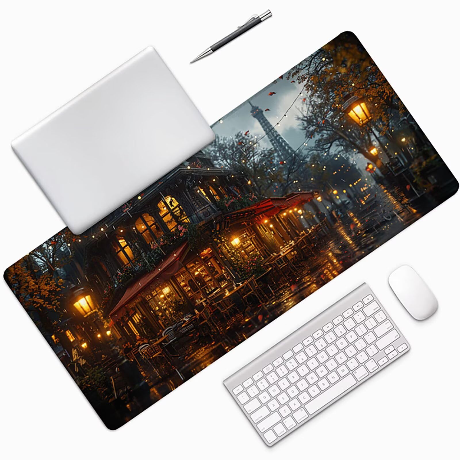 Città Tappetino Mouse Gaming xxl 1000 x 500 mm, Tappetino Scrivania Paesaggio Con Bordi Cuciti, Presa Stabile su Superfici Lisce, Impermeabile Antiscivolo Mouse Pad per Gaming Accessori Regalo b2-28D