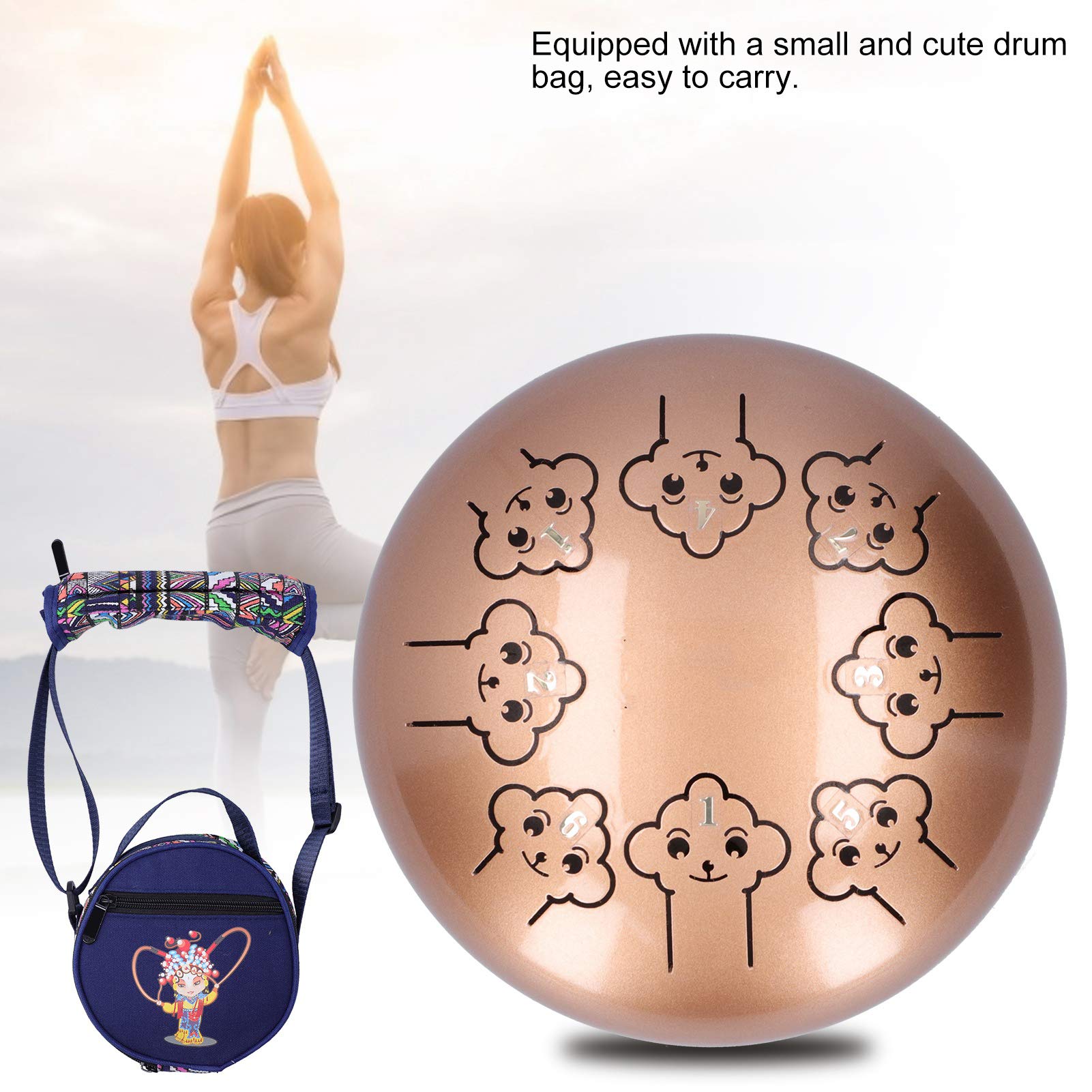 Tyenaza Tamburo con Lingua in Acciaio da 5,5 Pollici, Regalo per Amanti della Musica per Principianti a Percussione dei Cartoni Animati Portatile, per Gli Amanti della Musica (Oro)