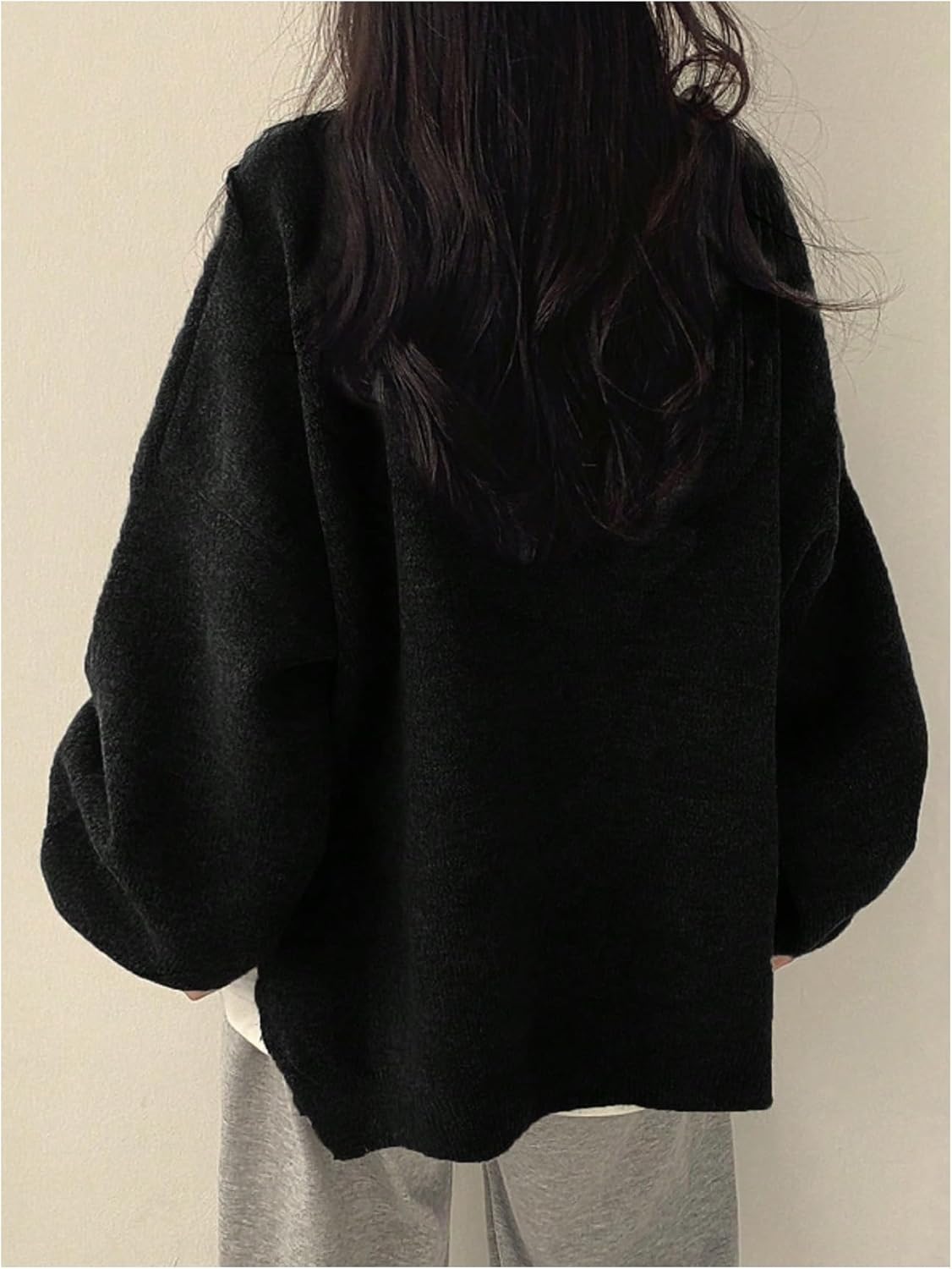 Verdusa Women's Fall Clothes Cozy Oversized Sweaters Lantern Sleeve Drop Shoulder Knit Pullovers - Image 2