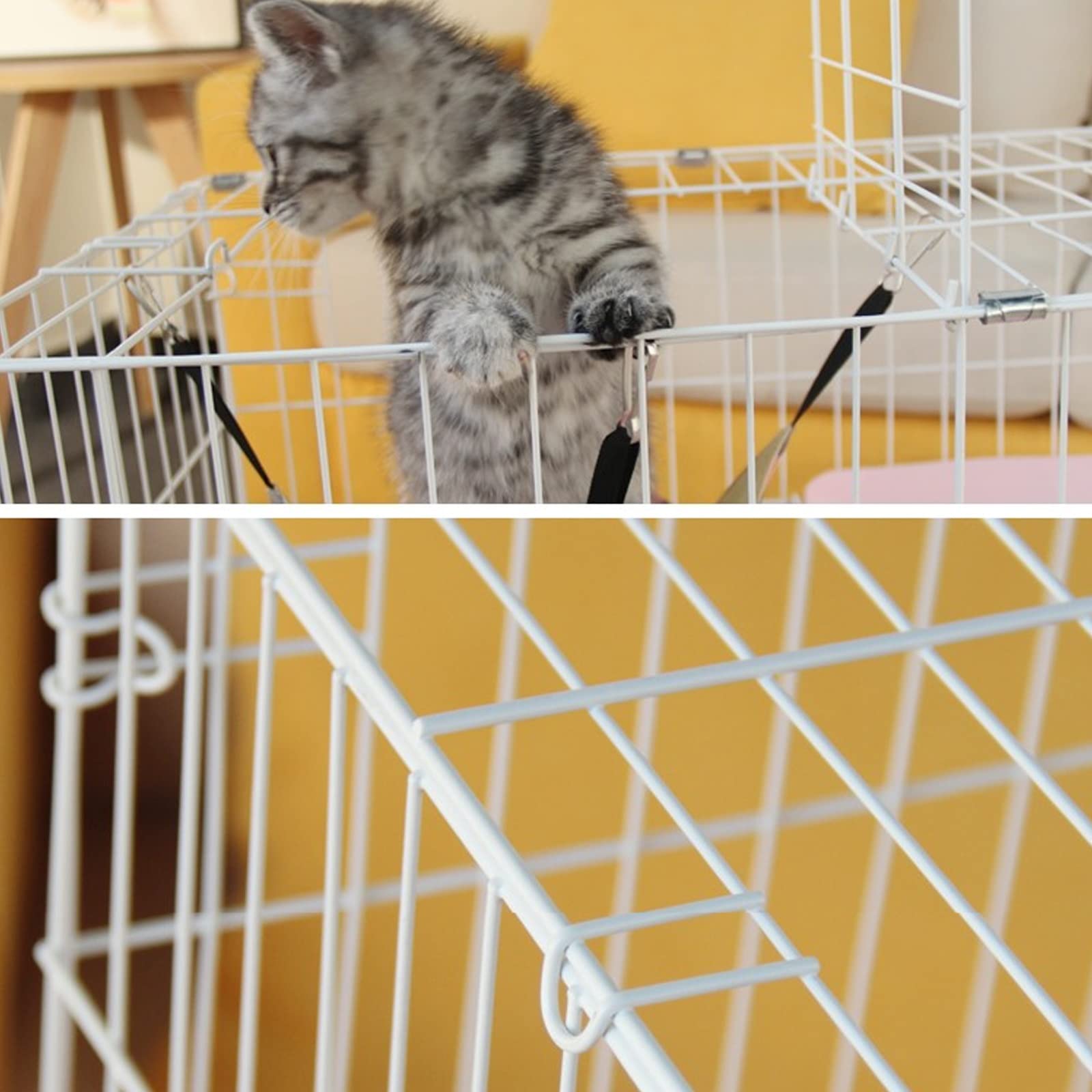 Katzengehege Indoor Kitten Transport Metall Hundekäfig Faltbar Transportbox Katze Transportkäfig Auto Tierkäfig mit Bodenschale Gitterbox für Kleintiere(Black,50 * 35 * 41cm-A)