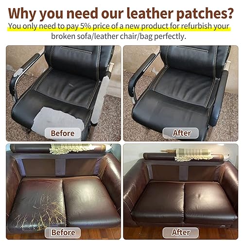 Miniatura 3 de Kit de reparación de cuero para muebles, cuero autoadhesivo, parche de cuero, cinta de reparación de cuero, cinta de cuero para muebles, sin