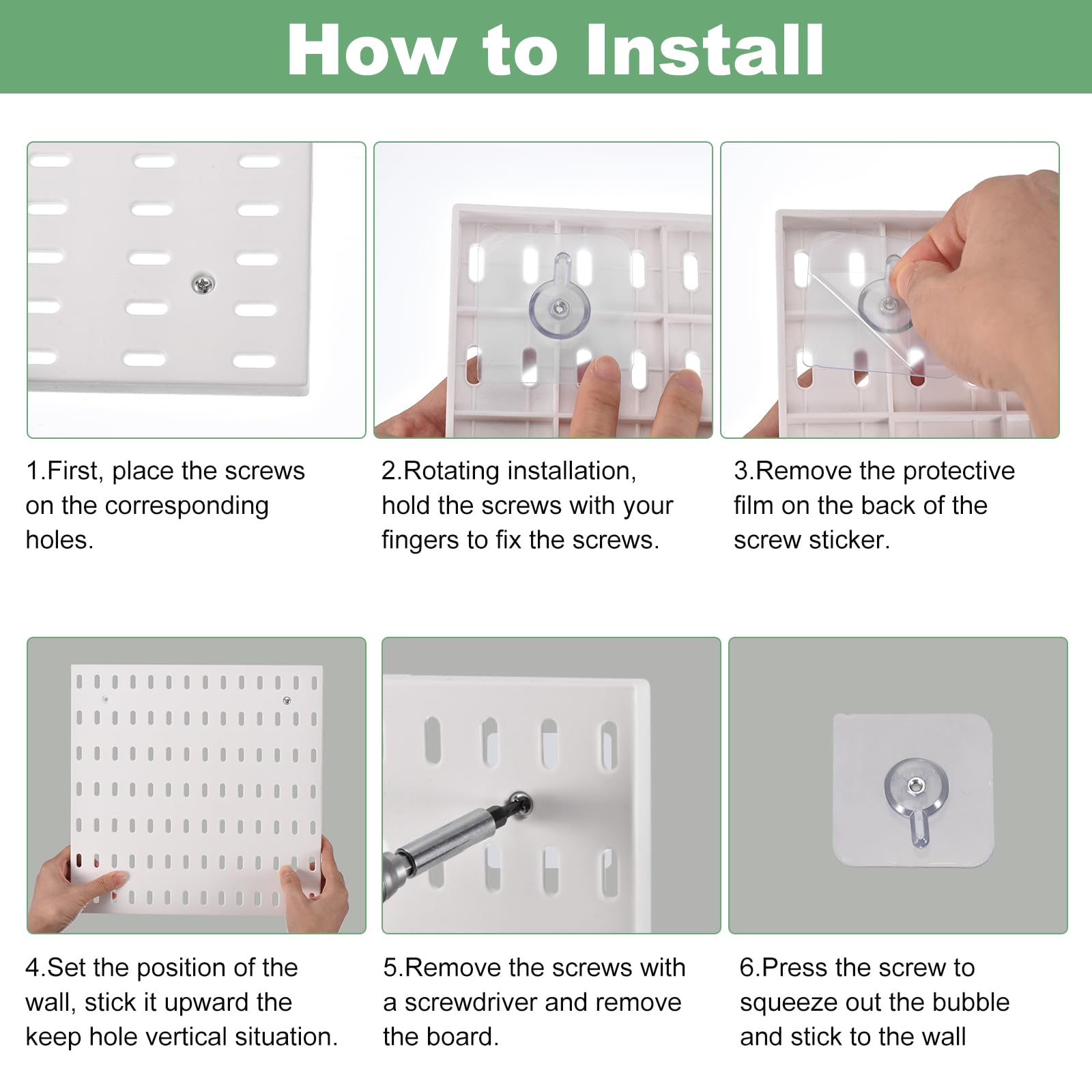 QUARKZMAN 4uds Plástico Perforado Tablero Pared Perforado Tablero Panel Kits Incluido Inodoro Papel Soporte Blanco Largo Gancho Almacenamiento Caja Contenedores Separador Plato