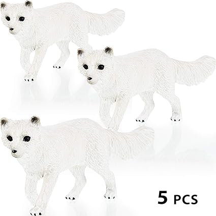 Amazon Com Gejoy Juego De 5 Figuras De Zorro Artico En Miniatura De Animales Polares Para Decoracion De Tartas De Bebe O Fiestas De Cumpleanos Decoracion Del Hogar Juguetes Y Juegos