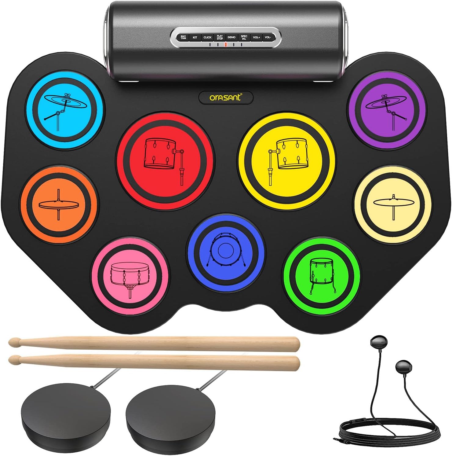 Electronic Drum Set 9-Pad Foldable Kids/Adult Electronic Drum Pad with Built-in Speaker