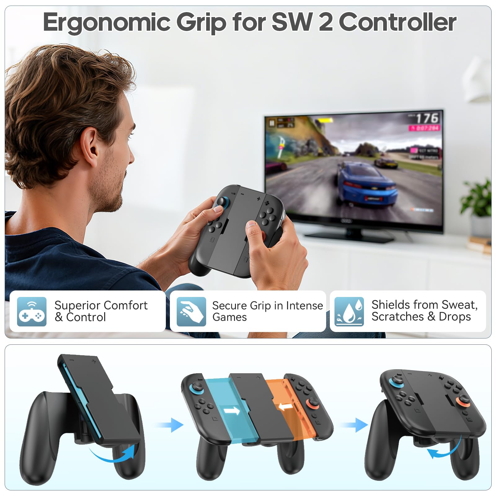 10 in 1 Switch 2 Zubehörset, Große Switch 2 Tasche, Joy Con 2 Ladestation, Spiel Lenkräder und Griffe, Organizer Station, Schutzhülle und Bildschirmschutz, Gamer Zubehör Geschenke
