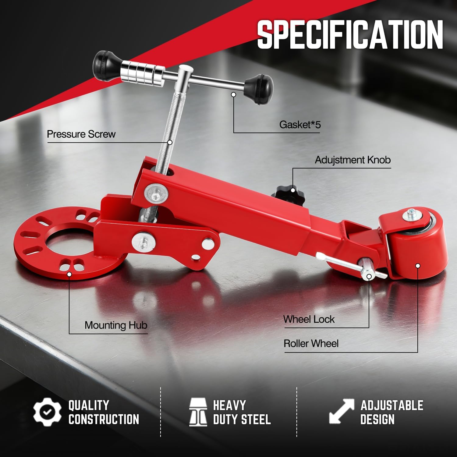 DNA MOTORING TOOLS-00250 Fender Roller Reforming Extending Tool Heavy Duty Wheel Arch Roller Flaring Former for Automobile Maintenance, Red