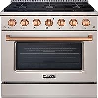 Vista 13 de Akicon Cocina de Gas de Estilo Profesional Deslizante Independiente de 36 pulgadas con Horno de 5.2 Pies Cúbicos, 6 Quemadores, Ventilador