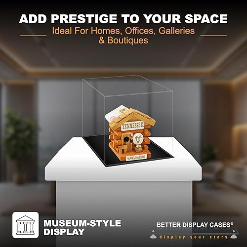 Vista 21 de Better Display Cases Versátil vitrina de acrílico transparente - Caja rectangular grande con base blanca 18" x 12" x 3" (BK09)